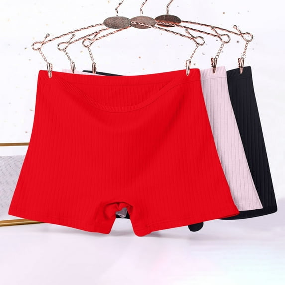 YUTK Plus Size Underwear for Women 3Pc Women's Plus Size Xl-6Xl Solid Color Patchwork High Waist Leak Proof Short Underwear Shorts Watermelon Red Xxl