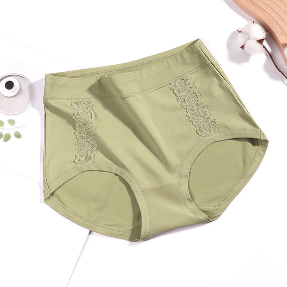 YUTK Plus Size Underwear for Women Women's Underwear Mid Waist Breathable Plus Size Comfortable Green Free Size