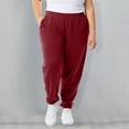 thumbnail image 1 of YUTK Relaxed Fit Women's Trousers Clearance Women Solid Color Plus Size Elastic Waistband with Side Pockets Sports Ankle Pants Red 4Xl, 1 of 9