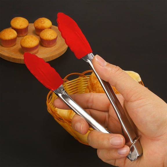 YUTK Stainless Steel Plastic Food Clips Good Helper for Bread Baking Steak Black Red Blue and Green Four Colors Optional Red,Free Size