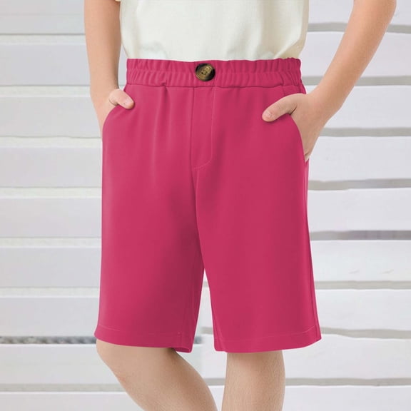YUTK Summer Casual Shorts Under $10 Summer Children Kids Boy Girl Solid Color Casual Pants Shorts Elastic Waist Pants Hot Pink 13 Years