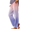 thumbnail image 1 of YUTK Summer Pants for Women 2025 Vacation Casual Boho Floral Print Cotton Linen Pants Fashion Wide Leg Stripe Lounge Pant Pink L-3Xl, 1 of 5