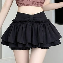 YUTK Tennis Skirts for Women Golf Skirt High Waisted with Shorts Underneath Athletic Pleated Tulle Ruffle Skorts Pockets Black S-Xxl