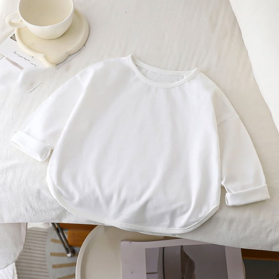 YUTK Toddler Girl Clothes Toddler Kids Boys Girls T-Shirt Fashion Cute Round Neck Print Long Sleeve Top White
