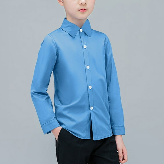 YUTK Toddler Hoodies Boys Toddler Kids Baby Boys Fashion Long Sleeves Casual Top Turndown Collar Shirt Blue