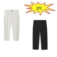 thumbnail image 1 of YUTK 2PC Toddler Kids Big Boy Fashion Cute Solid Color Lattice Casual School Uniform Suit Pants Trousers （White,Black）, 1 of 2