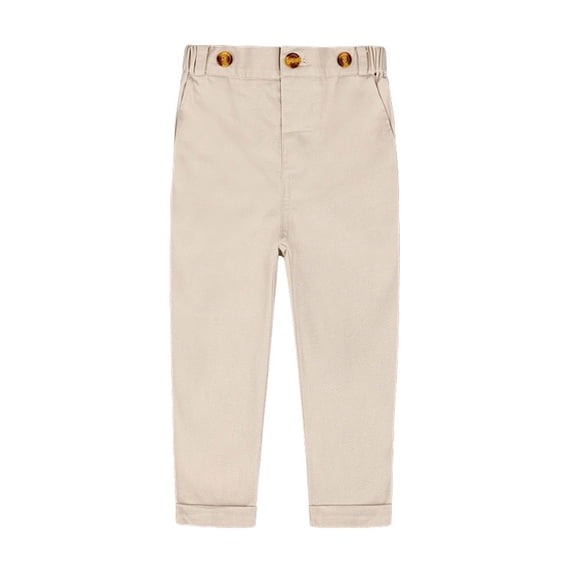 YUTK Toddler Kids Big Boy Fashion Cute Solid Color Stripe Casual School Uniform Suit Pants Trousers Khaki