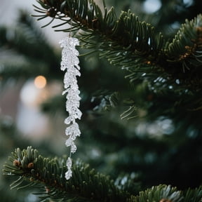 YUTK Transparent Acrylic Snowflake Crystal Ice Chandelier Pearl Water Drop Hanging String Christmas Tree Decorations Pendant B,Free Size