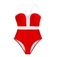 thumbnail image 1 of YUTK Vacation Outfits for Women - Women's Fashion Sexy Color Block Sleeveless Spaghetti Strap Backless Swimsuit - Red Xl, 1 of 4