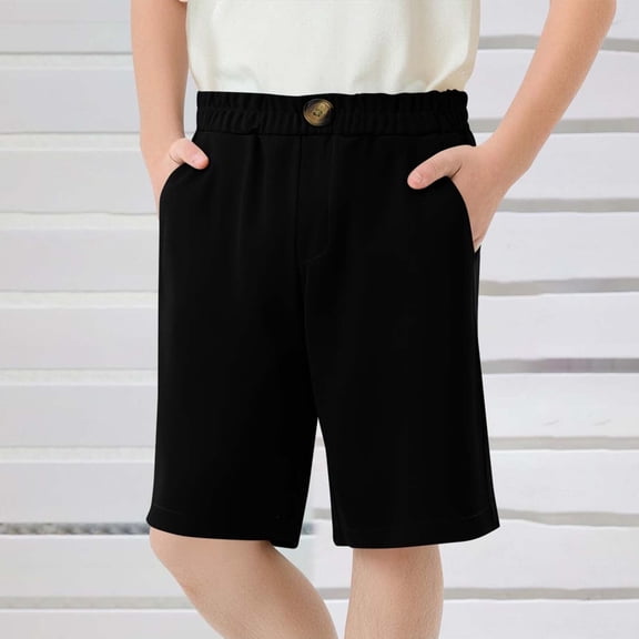 YUTK Wide Leg Shorts Under $10 Summer Children Kids Boy Girl Solid Color Casual Pants Shorts Elastic Waist Pants Black 13 Years