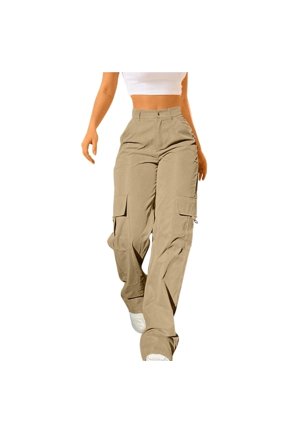 Women High Waisted Dress Work Pants Long Straight Leg Office Business Casual Trousers Yoga Pants with Pockets Khaki S-Xxl