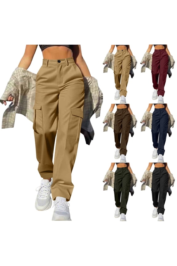 Women High Waisted Dress Work Pants Long Straight Leg Office Business Casual Trousers Yoga Pants with Pockets Khaki S-Xxl