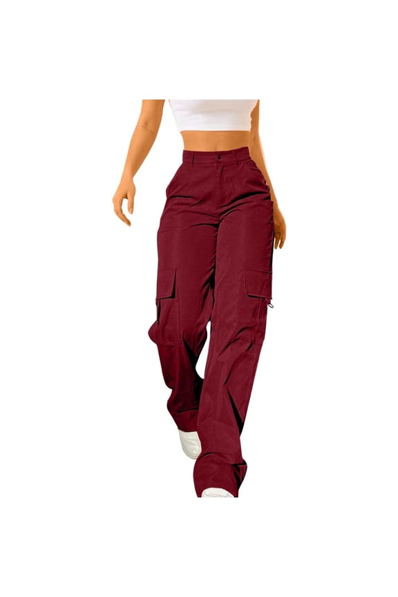 Women High Waisted Dress Work Pants Long Straight Leg Office Business Casual Trousers Yoga Pants with Pockets Wine S-Xxl