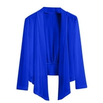 YUTK Women Long Sleeve Lightweight Sheer Cardigans S Casual Loose Open Front Beach Cover Ups Blue Xxl