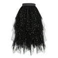 thumbnail image 1 of YUTK Women Plus Size Long Maxi Skirts Ladies' Star Spring/Summer High Waist Puff Skirt Cake Half Length Skirt Mesh Yarn Skirt Black Xl, 1 of 3