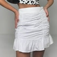 thumbnail image 1 of YUTK Women Plus Size Long Maxi Skirts - Women Fashion Casual High Waist Ruffled Zipper Fish Tail Short Skirt White L, 1 of 7