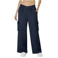 thumbnail image 1 of YUTK Women Wide Leg Pants High Waisted Business Casual Work Trousers Dressy Pants with Pockets Navy XXL, 1 of 8