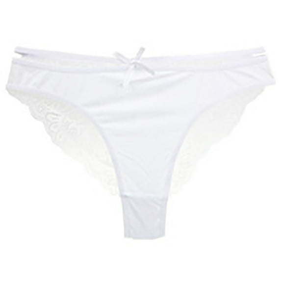 YUTK Women's Cotton Boyshort Panties Sale Women's Style Desire High Slit Satin Lace Underwear Feels Breathable and Lightweight Bow Knot Hollow Low Waist Pants White 3Xl