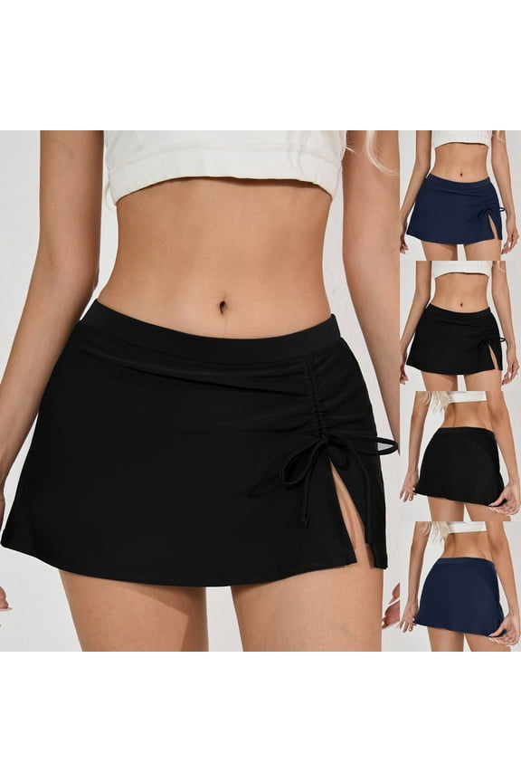 Women's Full Coverage Bikini Bottom - Women's Fashion Solid Color Wrap The Buttocks Fold Draw Rope Bikini Bottoms Swim Shorts - Black Xxl