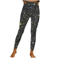 thumbnail image 1 of YUTK Women's High Waisted Shiny Pants Starry Sky Print Skinny Leggings Casual Elastic Waist Long Length Leggings Black S-3Xl, 1 of 6