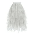 thumbnail image 1 of YUTK Women's Plus Size Stretch Skirt Under $10 Ladies' Star Spring/Summer High Waist Puff Skirt Cake Half Length Skirt Mesh Yarn Skirt White M, 1 of 2