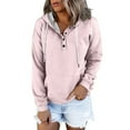 thumbnail image 1 of YUTK Women's Pullover Sweaters - Women's Solid Button Hat Rope Hooded Pocket Pullover Fashionable Sweatshirts Pink S, 1 of 6