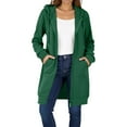 thumbnail image 1 of YUTK Women's Pullover Sweaters - Women's Solid Color Jacket Thickening and Fleece and Winter Casual Zipper Long Sleeve Pocket Hooded Long Sweater Green S, 1 of 9