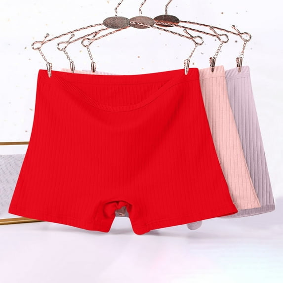 YUTK Women's Seamless Bikini Panties Under $5 3Pc Women's Plus Size Xl-6Xl Solid Color Patchwork High Waist Leak Proof Short Underwear Shorts Red 3Xl