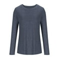 thumbnail image 1 of YUTK Womens 3/4 Sleeve Tops - Women's Solid Color Round Neck Long Sleeved Layered Sleeve Top Base Shirt Top Navy Xxl, 1 of 8