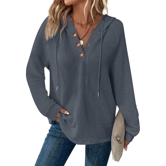 YUTK Womens Hoodies Oversized Casual Fashion Sweaters Long Sleeve V Neck Knit Pullover Tops Dark Gray XXL
