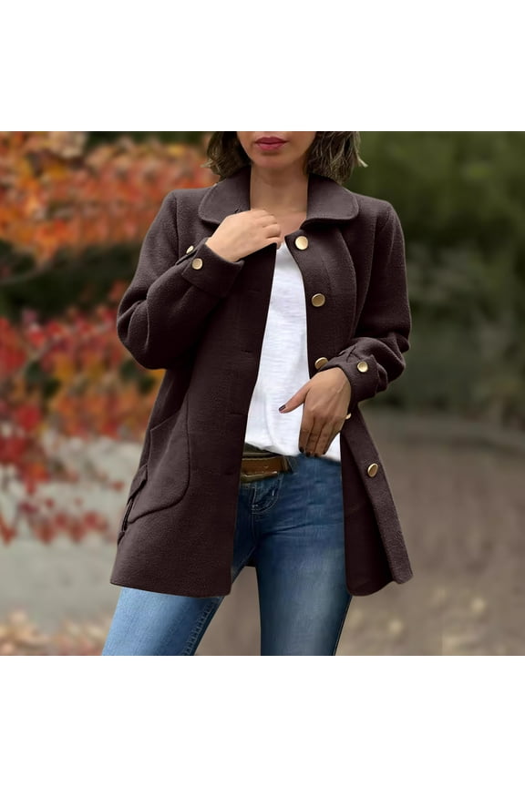 Womens Jackets Lightweight Athletic Women's Winter New Casual Solid Color Woolen Coat with Lapel Pockets Bow Tie Jacket Long Sleeved Coat Top Sale Coffee 3Xl