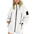 thumbnail image 1 of YUTK Womens Zip Up Hoodies - Women Solid Color Rain Jacket Outdoor Hooded Windproof Loose with Pocket Coat White L, 1 of 8