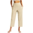 thumbnail image 1 of YUTK Work Pants for Women Summer High Waisted Stretchy Capris Dressy Casual Golf Capri Pants Pull on Slacks with Pockets Beige S-3Xl, 1 of 9