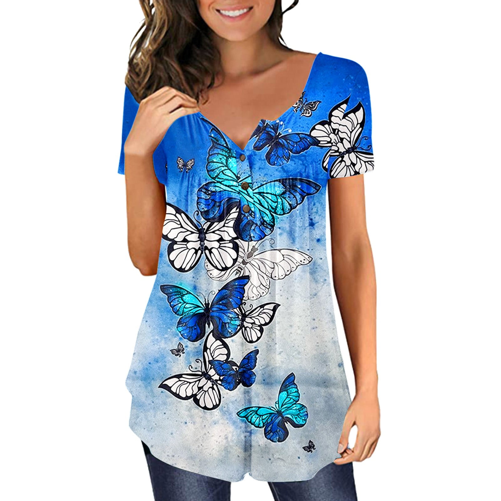 YUUAND Crop Tops for Women Clearance Basic Casual Tunic Tops Hide Belly