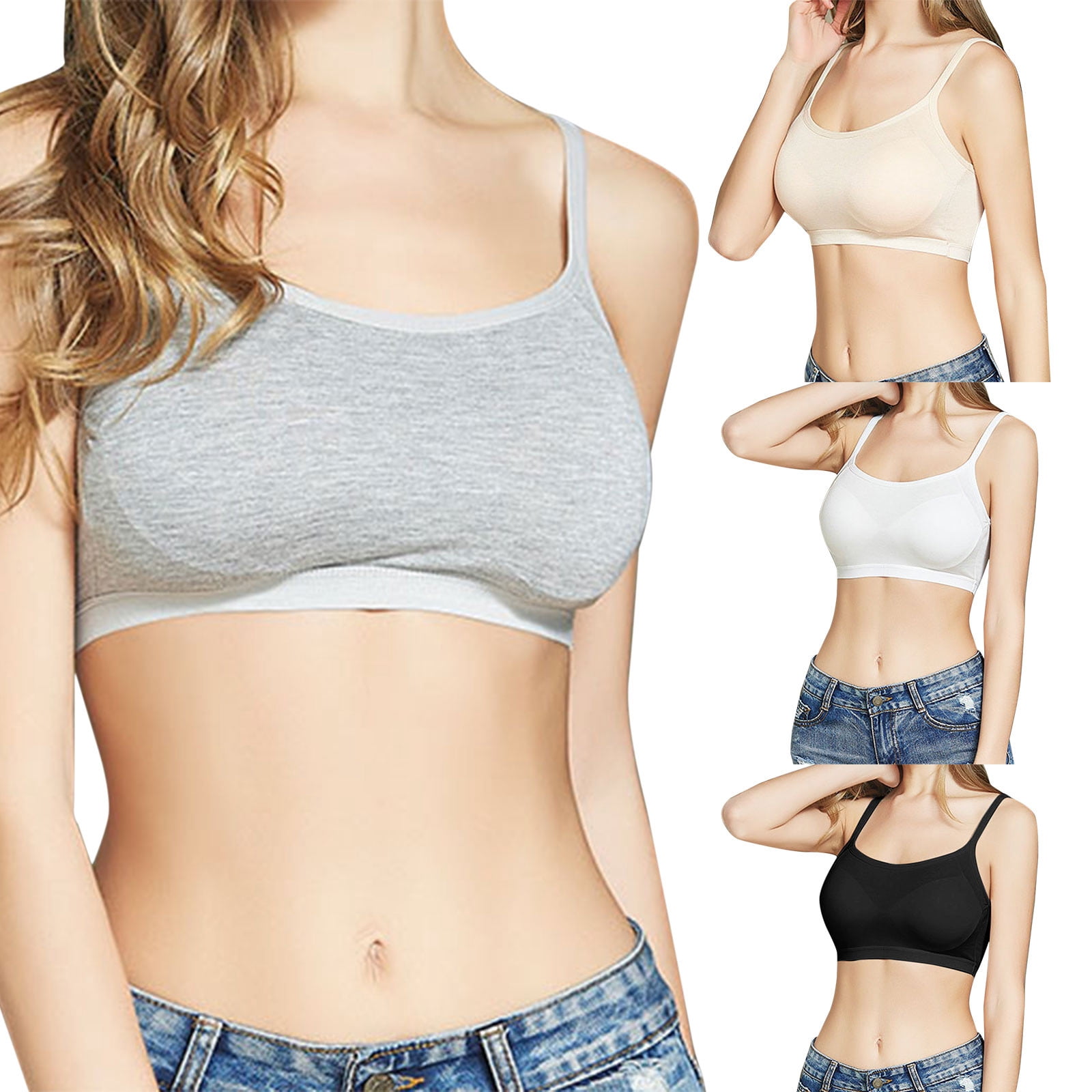 YUUAND Sexy Lingerie for Women Fashion Bandeau Padded Ribbed Bralette Adjustable Underwear Strap