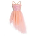 thumbnail image 1 of YUUMIN Big Girls Sequins Lyrical Dance Dress Crisscross Back Ballet Leotard Tulle Skirts Orange 4-5, 1 of 5
