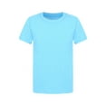 thumbnail image 1 of YUUMIN Boys Girls Short Sleeve Crew Neck T-Shirt Athletic Running Active Performance Tee Top Sky Blue 120, 1 of 6