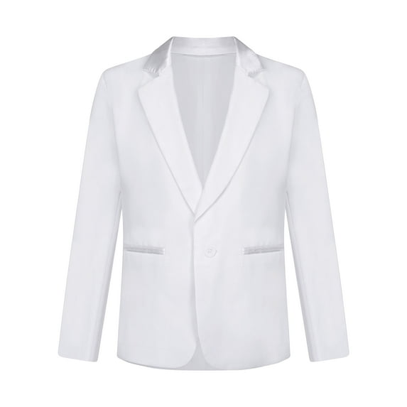 YUUMIN Boys Long Sleeve Formal Suit Blazer Coat One-Button Gentleman Jacket Tuxedo Suit for Party White 14