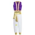 thumbnail image 1 of YUUMIN BoysHalloween Arabian Prince Outfits Kids Arab Folk Hero Street Rat Suit Vest with Harem Purple 14, 1 of 7