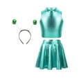 thumbnail image 1 of YUUMIN Girls Alien Costume Metallic Crop Top with Pleated Skirts Feeler Outerspace Man Dress-up Lake Blue 8, 1 of 6