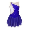 thumbnail image 1 of YUUMIN Girls Kids Sleeveless Skating Dance Dress Child Rhinestone Patchwork Stage Competition Fancy Royal Blue 12, 1 of 7