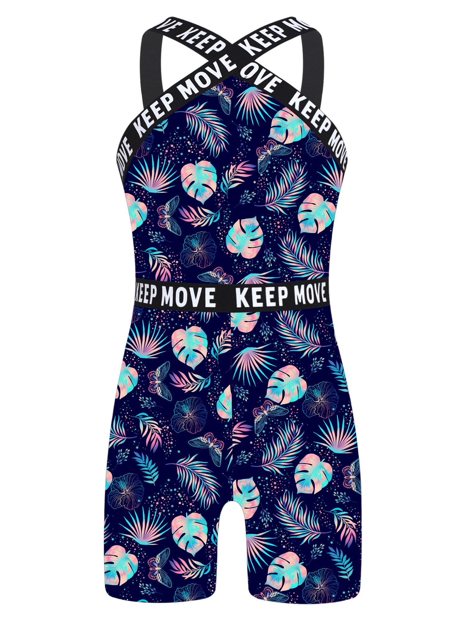 YUUMIN Girls Printed One Piece Boyleg Swimsuits Halter Neck Gymnastics YUUMIN Girls Printed One Piece Boyleg Swimsuits Halter Neck Gymnastics