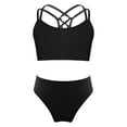 thumbnail image 1 of YUUMIN Girls Solid Color 2 Pcs Bikini Sets Crisscross Crop Top with Triangle Briefs Bathing Suits Tankini Black 10, 1 of 5