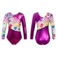 thumbnail image 1 of YUUMIN Gymnastics Leotards for Girls Long Sleeve Colorful Print Ballet Dance Unitard Bodysuit Rose Red 10, 1 of 8