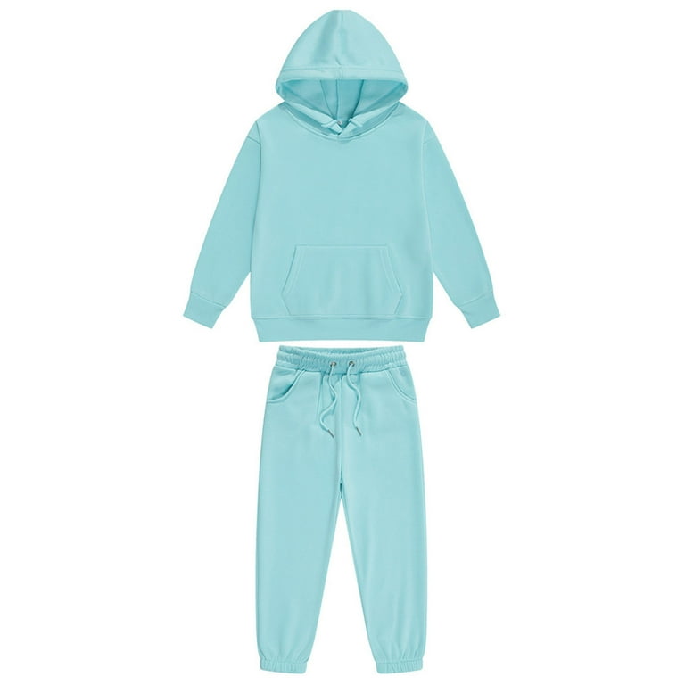 YUUMIN Kids Piece Tracksuit Plain Sweatsuit Boys Girls Hooded
