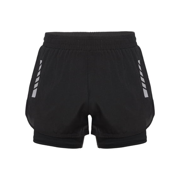 YUUMIN Kids Boys 2 in 1 Running Athletic Workout Shorts Double Layer Quick Dry Swim Trunks for Black XXL