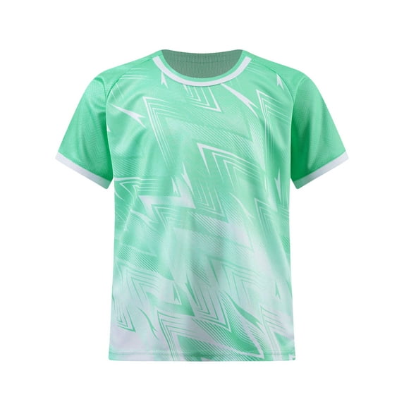 YUUMIN Kids Boys Football Shirts Short Sleeve V Neck T Shirt Quick Drying Tee Tops Soccer Training Light Green M