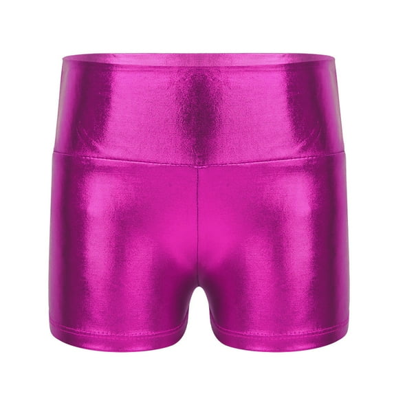 YUUMIN Kids Boys Girls Metallic Dance Shorts High Waist Athletic Underpants Solid Summer Hot Bottoms Rose 4