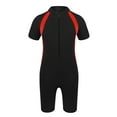 thumbnail image 1 of YUUMIN Kids Boys Girls Short Sleeve Zip Up One Piece Boyleg Swimsuits Surfing Shorty Wetsuits Black 16, 1 of 5