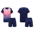 thumbnail image 1 of YUUMIN Kids Boys Girls Soccer Jersey with Shorts Set Football Basketball Sports Clothes Set Team Navy Blue XS, 1 of 8